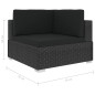 6 pcs conjunto lounge de jardim c/ almofadões vime PE preto