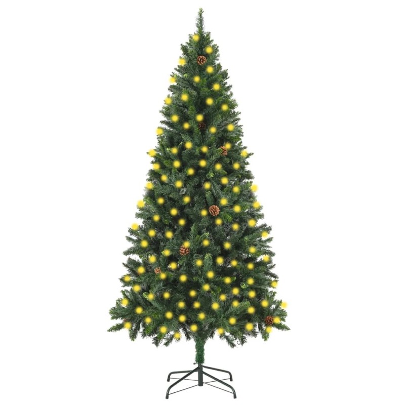 Árvore de Natal pré-iluminada com pinhas 210 cm verde-Árvores de Natal-Home Retail