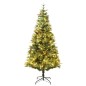 Árvore de Natal com pinhas pré-iluminada 195 cm PVC e PE verde