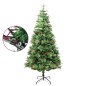 Árvore de Natal com pinhas pré-iluminada 195 cm PVC e PE verde