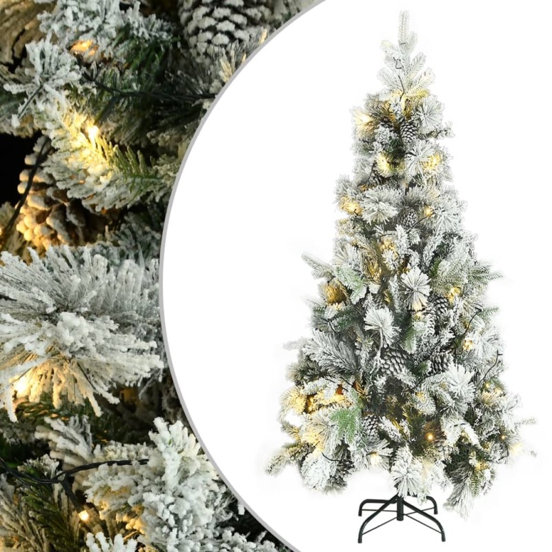 Árvore de Natal pré-iluminada c/ flocos neve e pinhas PVC/PE-Árvores de Natal-Home Retail