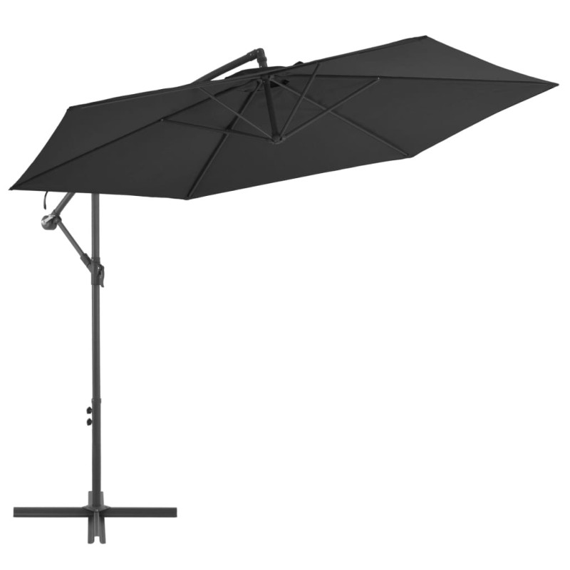 Guarda-sol cantilever mastro alumínio 300 cm preto-Guarda-sóis e telas de varanda-Home Retail