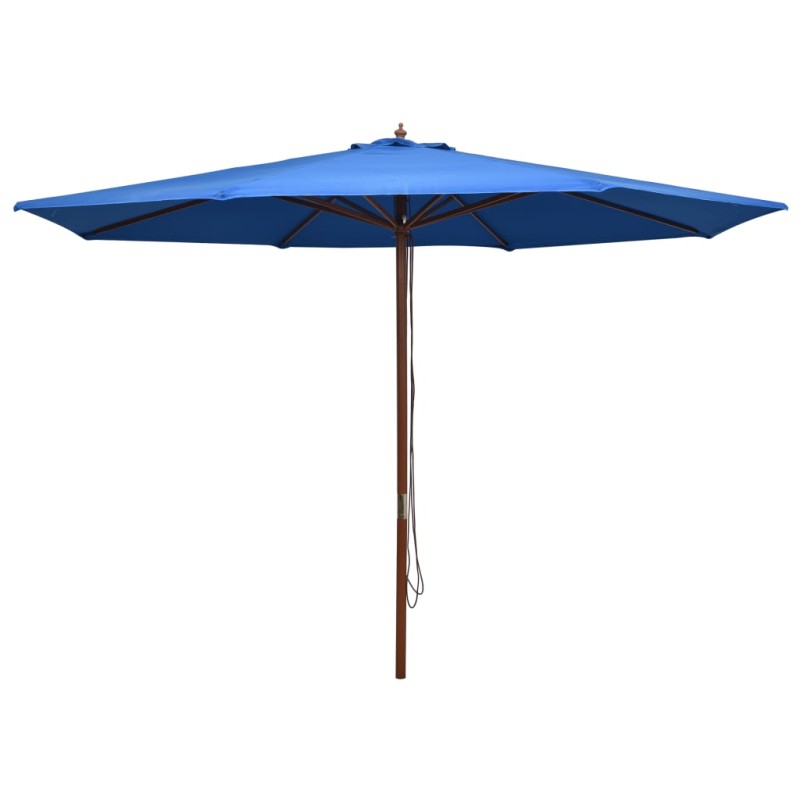 Guarda-sol de exterior c/ poste de madeira 350 cm azul-Guarda-sóis e telas de varanda-Home Retail