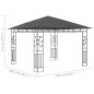 Gazebo com rede mosquiteira 3x3x2,73 m 180 g/m² antracite