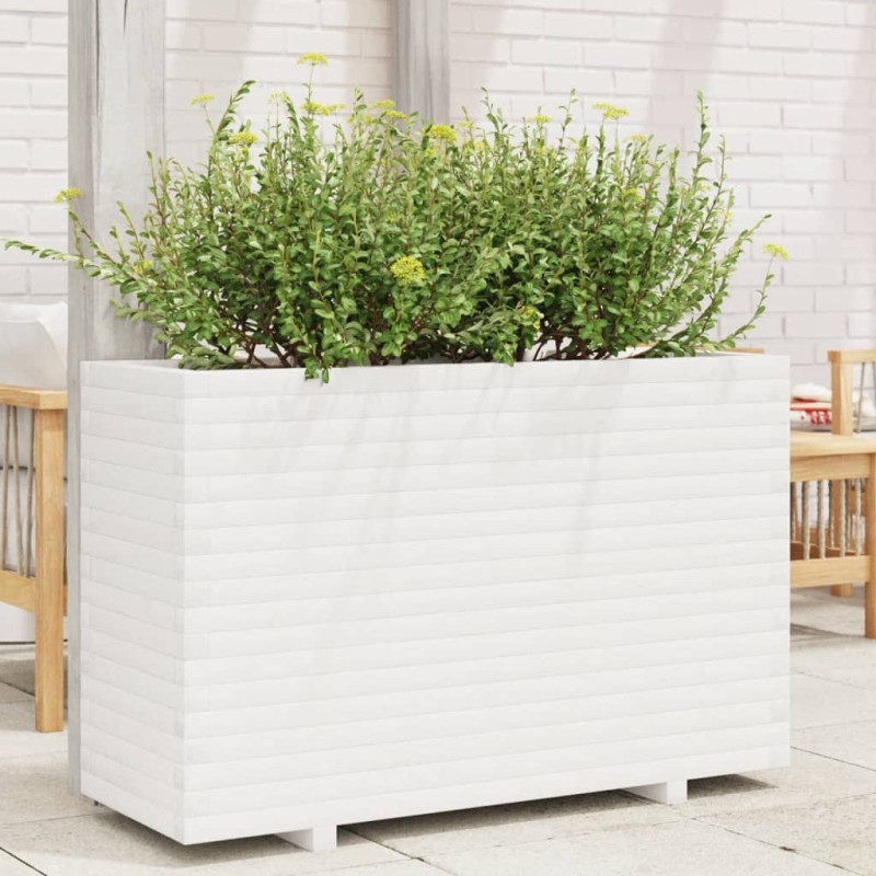 Vaso/floreira de jardim 110x40x72 cm pinho maciço branco-Vasos e floreiras-Home Retail