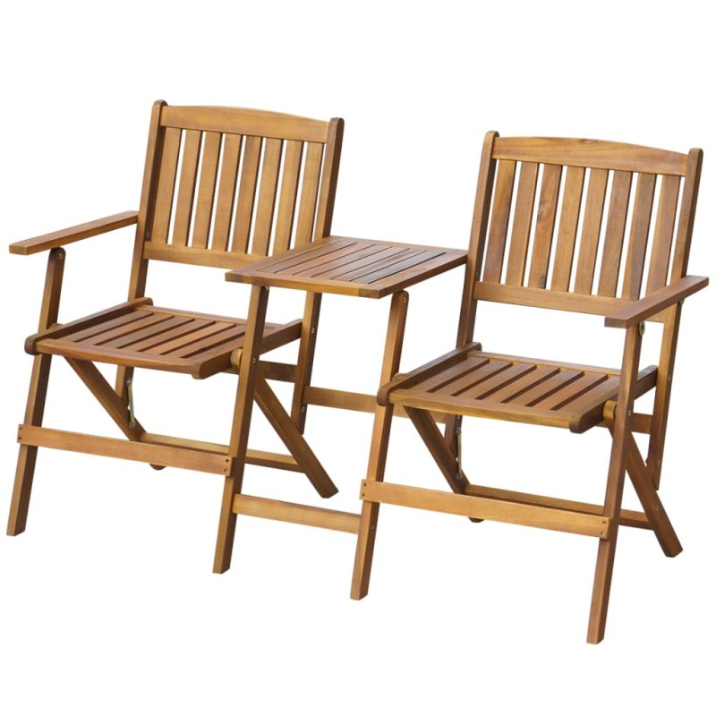 Banco de jardim dobrável com mesa acácia maciça 140 cm-Bancos de jardim-Home Retail