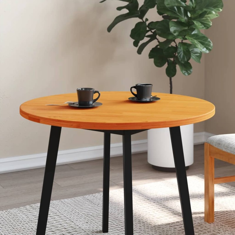 Tampo de mesa redondo Ø80x2,5 cm pinho maciço castanho-mel-Tampos de mesa-Home Retail