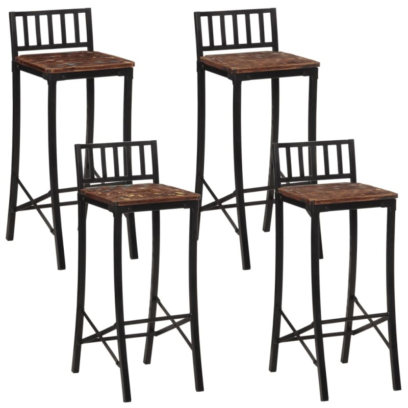 Cadeiras de bar 4 pcs madeira recuperada maciça-Bancos de bar-Home Retail