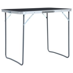 Mesa de campismo dobrável com estrutura metal 80x60 cm cinzento