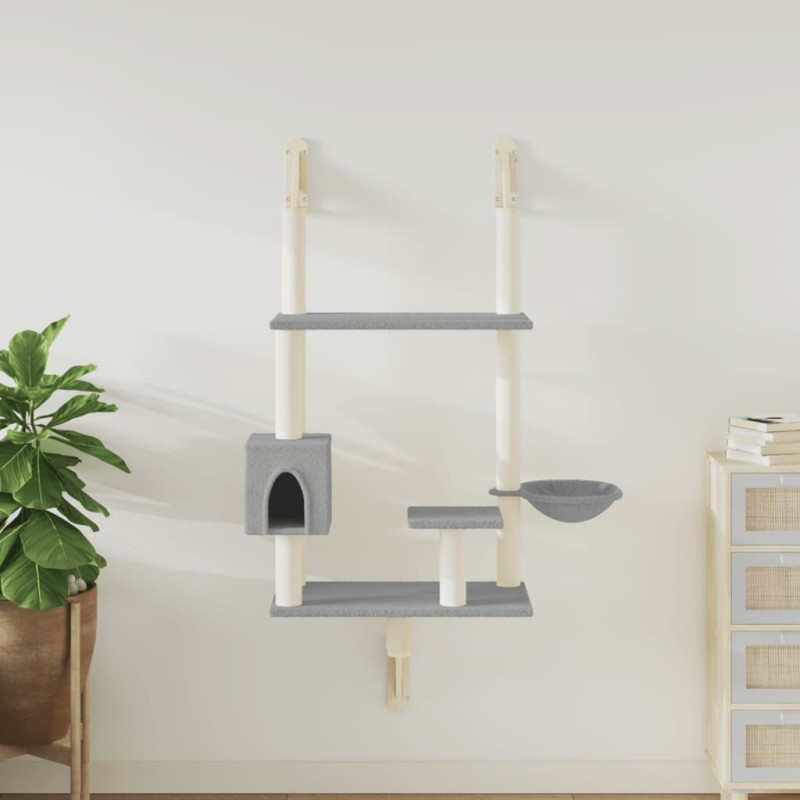 Árvore parede p/ gatos c/ poste arranhador 153 cm cinza-claro-Móveis para gatos-Home Retail