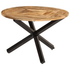 Mesa de jantar Ø110x75 cm madeira de mangueira maciça áspera