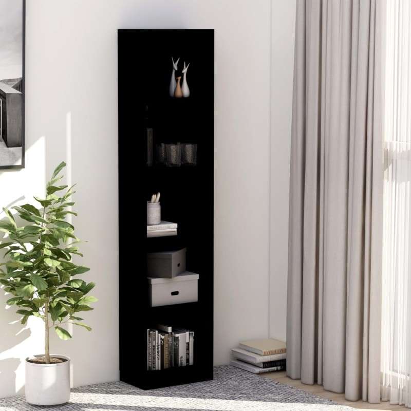 Estante com 5 prateleiras 40x24x175 cm contraplacado preto-Estantes para livros-Home Retail