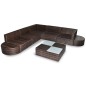 8 pcs conjunto lounge jardim c/ almofadões vime PE castanho