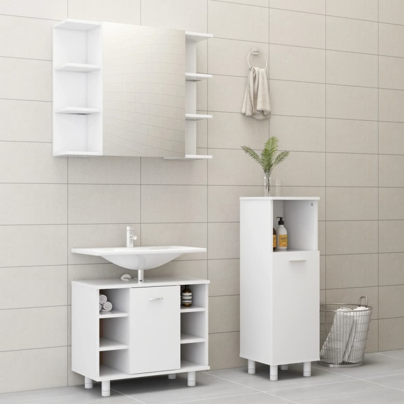 3 pcs conjunto de móveis de casa de banho contraplacado branco-Conjuntos de móveis para casa de banho-Home Retail