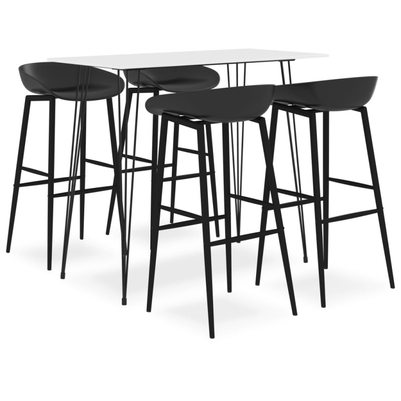 5 pcs conjunto de bar branco e preto-Conjuntos de móveis para cozinha e sala de jantar-Home Retail