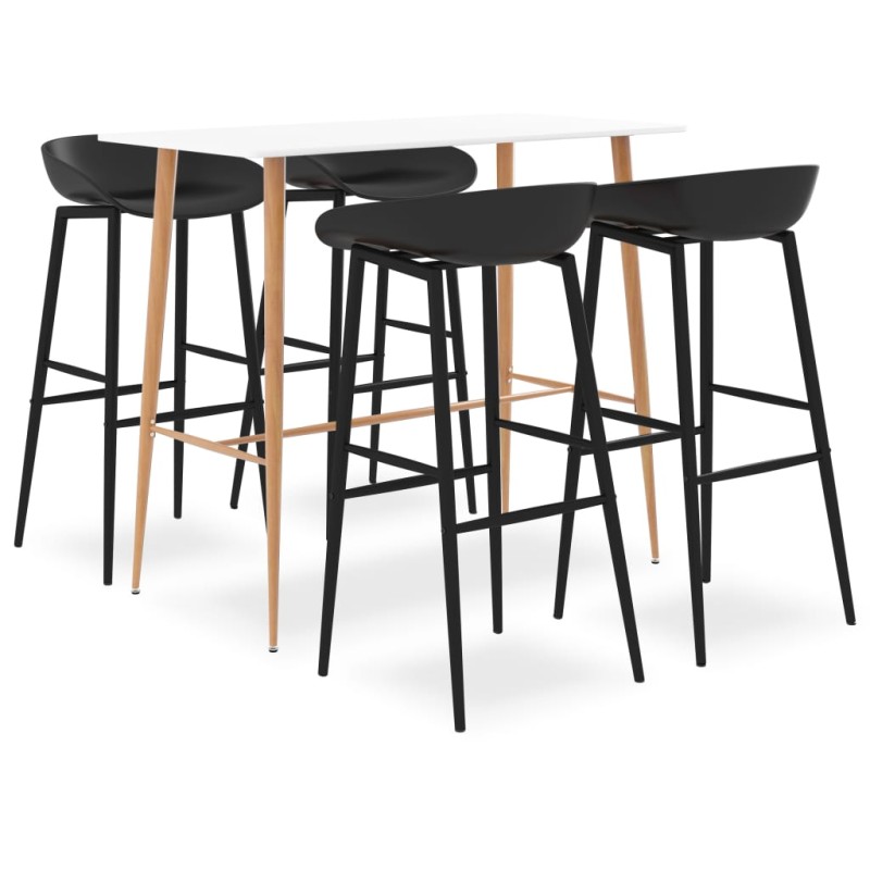 5 pcs conjunto de bar branco e preto-Conjuntos de móveis para cozinha e sala de jantar-Home Retail