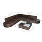 8 pcs conjunto lounge jardim c/ almofadões vime PE castanho