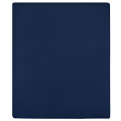 Lençóis ajustáveis 2 pcs 160x200 cm algodão jersey azul marinho