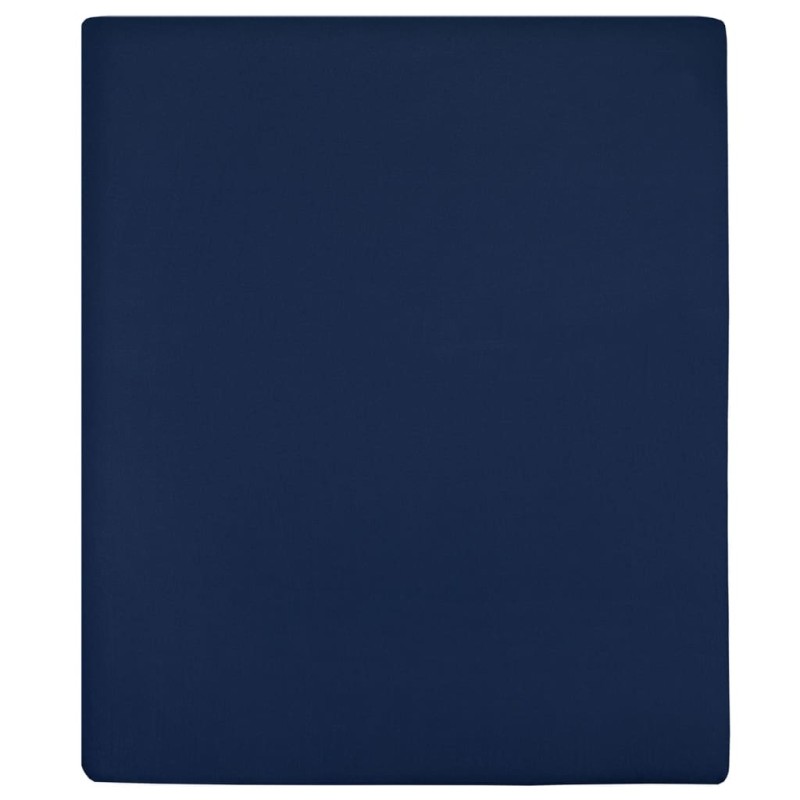 Lençóis ajustáveis 2 pcs 160x200 cm algodão jersey azul marinho-Lençóis-Home Retail