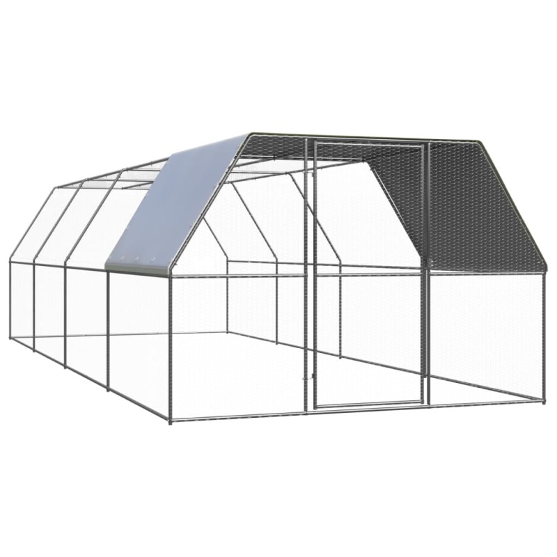 Galinheiro de exterior 3x8x2 m aço galvanizado-Casotas e gaiolas para animais pequenos-Home Retail