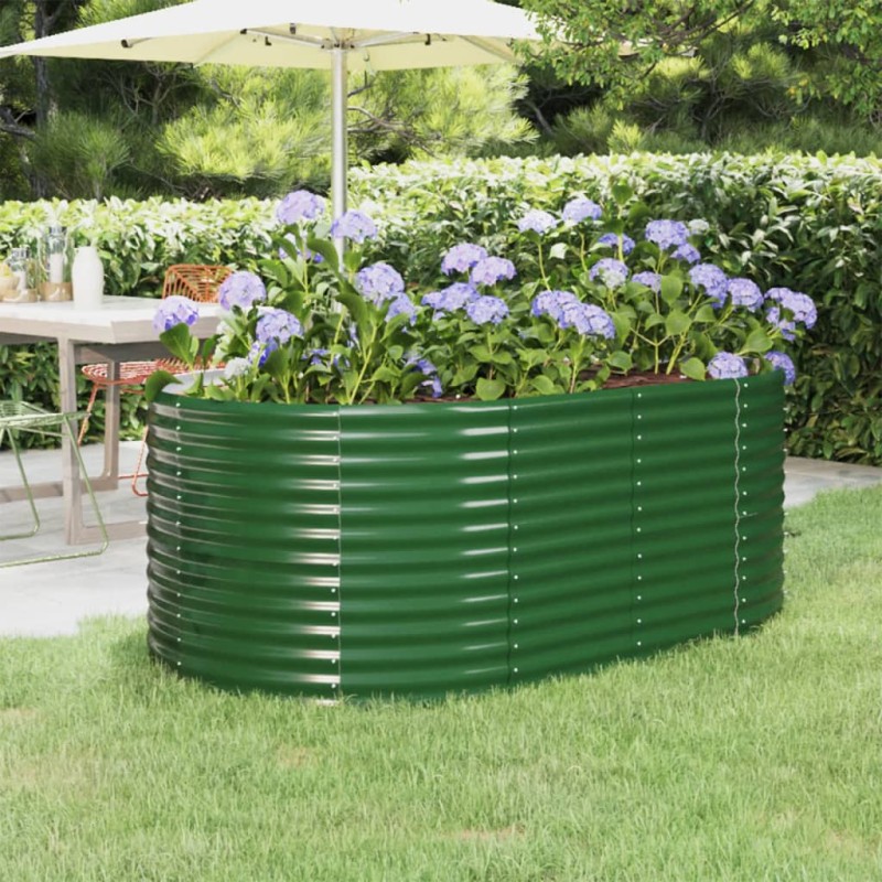 Canteiro elevado jardim 175x100x68 cm aço revestido a pó verde-Vasos e floreiras-Home Retail