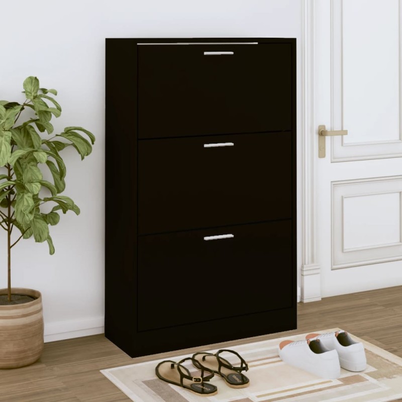 Sapateira 63x24x103 cm derivados de madeira preto-Sapateiras e organizadores-Home Retail