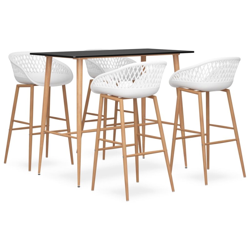 5 pcs conjunto de bar preto e branco-Conjuntos de móveis para cozinha e sala de jantar-Home Retail