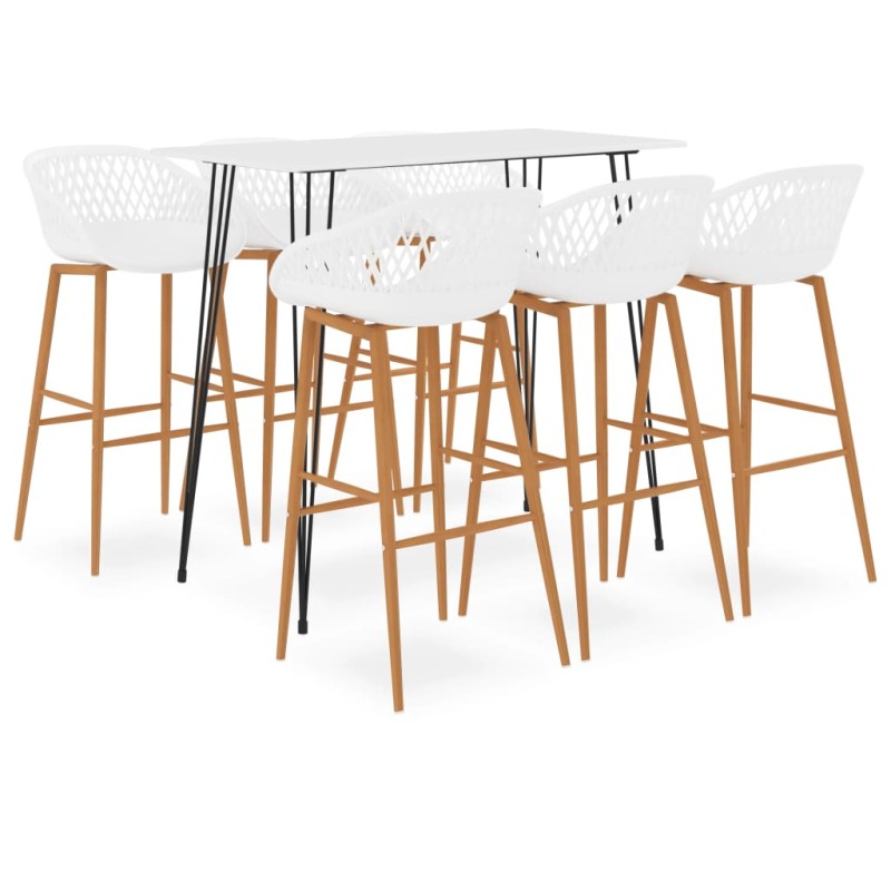 7 pcs conjunto de bar branco-Conjuntos de móveis para cozinha e sala de jantar-Home Retail