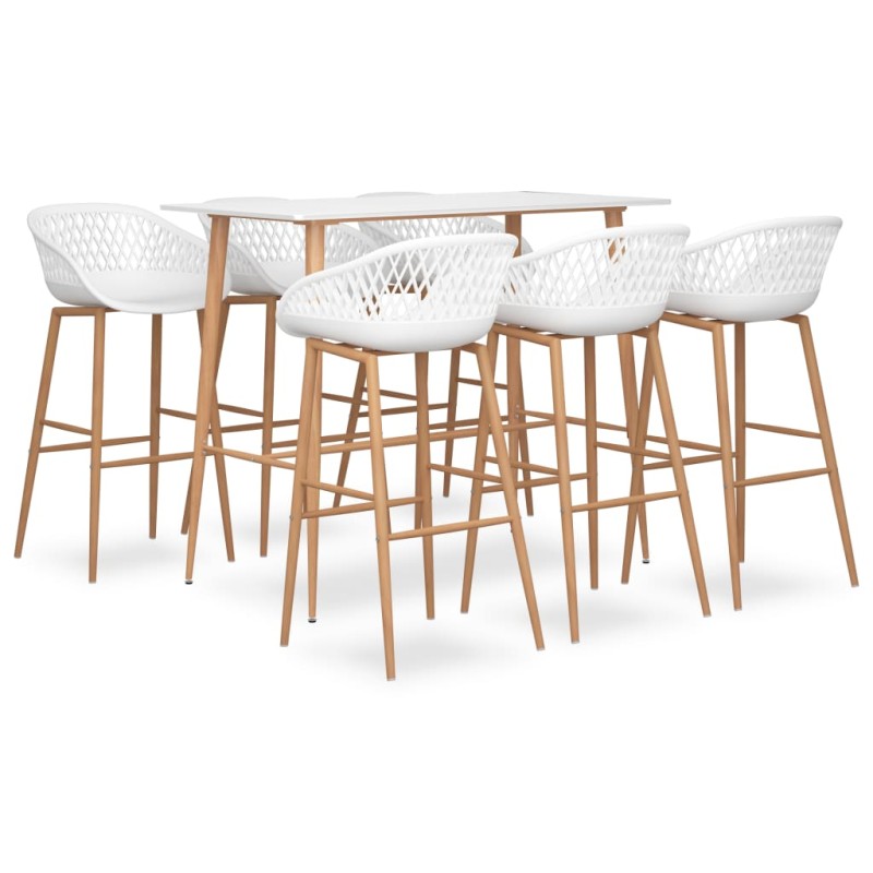 7 pcs conjunto de bar branco-Conjuntos de móveis para cozinha e sala de jantar-Home Retail