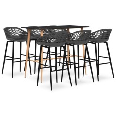 7 pcs conjunto de bar preto e cinzento