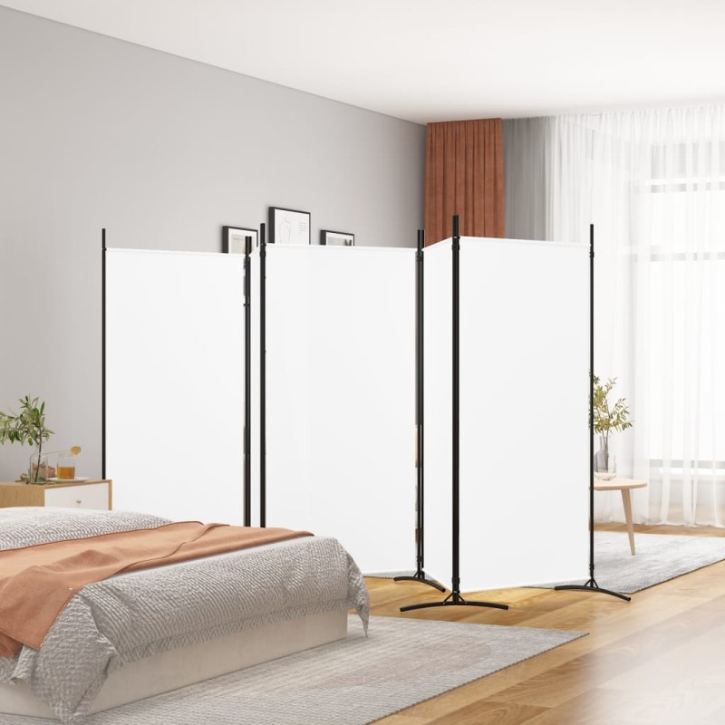 Biombo com 5 painéis 433x180 cm tecido branco-Biombos-Home Retail