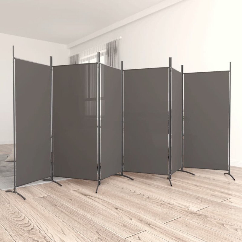 Divisória de quarto com 6 painéis 520x180 cm tecido antracite-Biombos-Home Retail