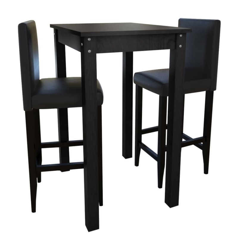 Mesa de bar com 2 cadeiras de bar, preto-Conjuntos de móveis para cozinha e sala de jantar-Home Retail