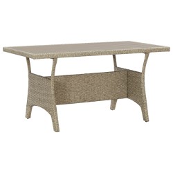 Mesa de jardim 130x70x66 cm vime PE cinzento