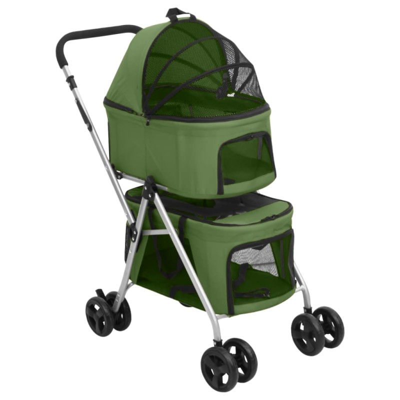 Carrinho dobrável cães 2 níveis 83x48x97 cm tecido oxford verde-Carrinhos para animais-Home Retail