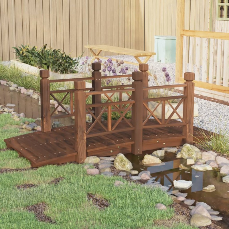 Ponte de jardim com corrimões 150x67x56 cm abeto maciço-Pontes para jardins-Home Retail