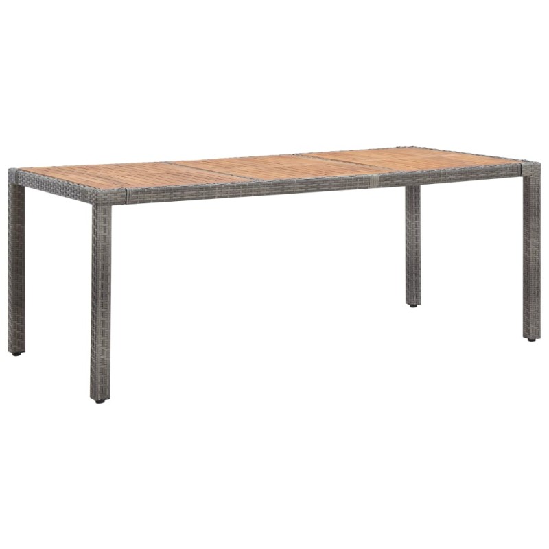 Mesa de jardim 190x90x75 cm vime PE/madeira acácia maciça cinza-Mesas de jardim-Home Retail