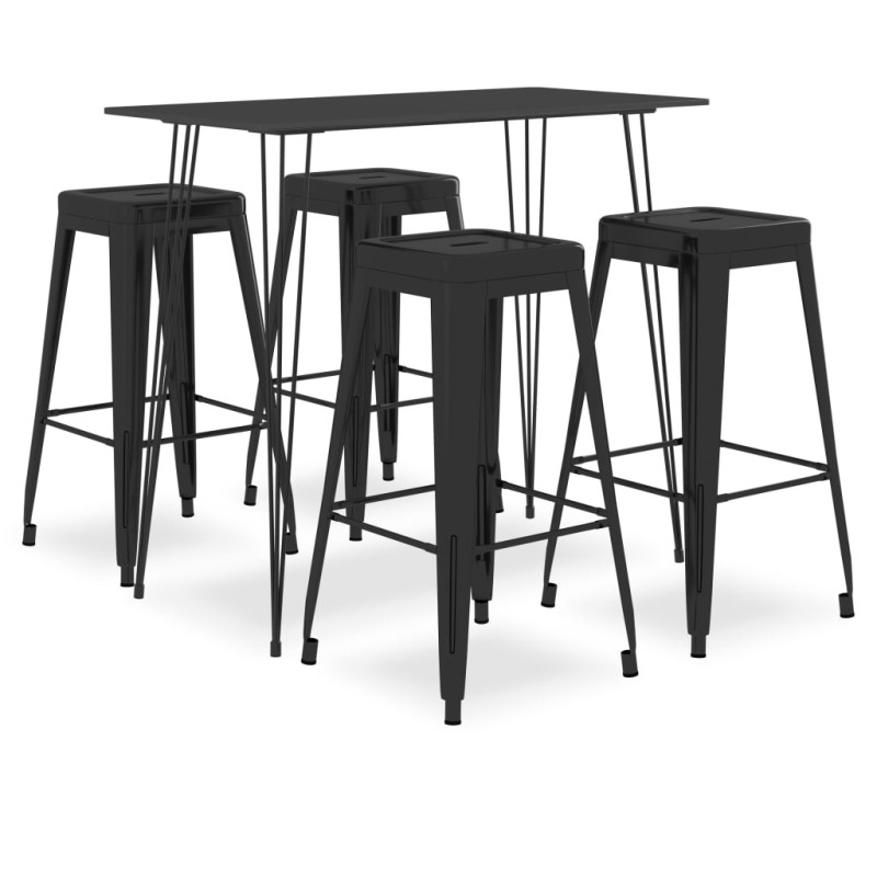 5 pcs conjunto de bar preto-Conjuntos de móveis para cozinha e sala de jantar-Home Retail