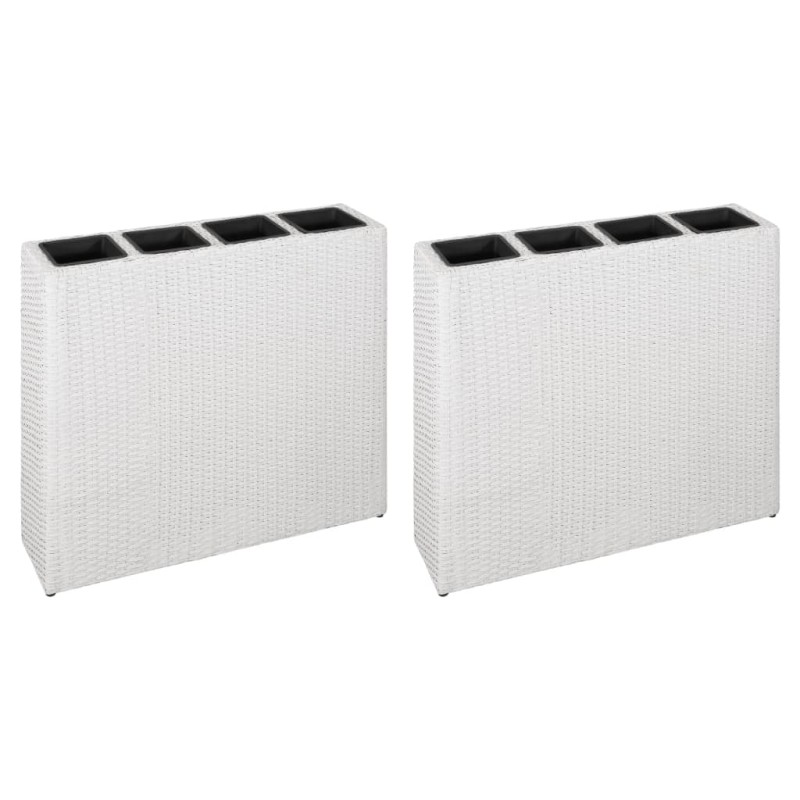 Floreiras de jardim com 4 vasos 2 pcs vime PE branco-Vasos e floreiras-Home Retail