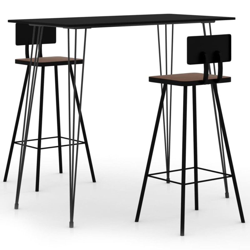 3 pcs conjunto de bar preto-Conjuntos de móveis para cozinha e sala de jantar-Home Retail