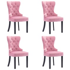 Cadeiras de jantar 4 pcs veludo rosa