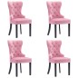 Cadeiras de jantar 4 pcs veludo rosa