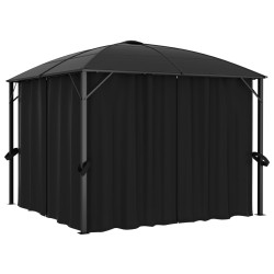 Gazebo com cortinas 300x300x265 cm antracite