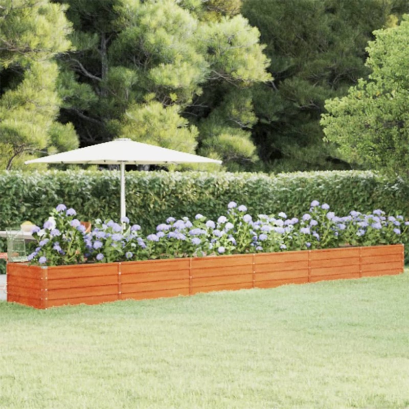 Canteiro de jardim 600x80x45 cm aço corten cor enferrujado-Vasos e floreiras-Home Retail