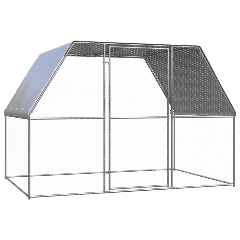 Galinheiro 3x2x2 m aço galvanizado prateado e cinzento-Casotas e gaiolas para animais pequenos-Home Retail