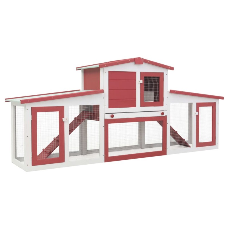 Coelheira exterior grande 204x45x85cm madeira vermelho e branco-Casotas e gaiolas para animais pequenos-Home Retail