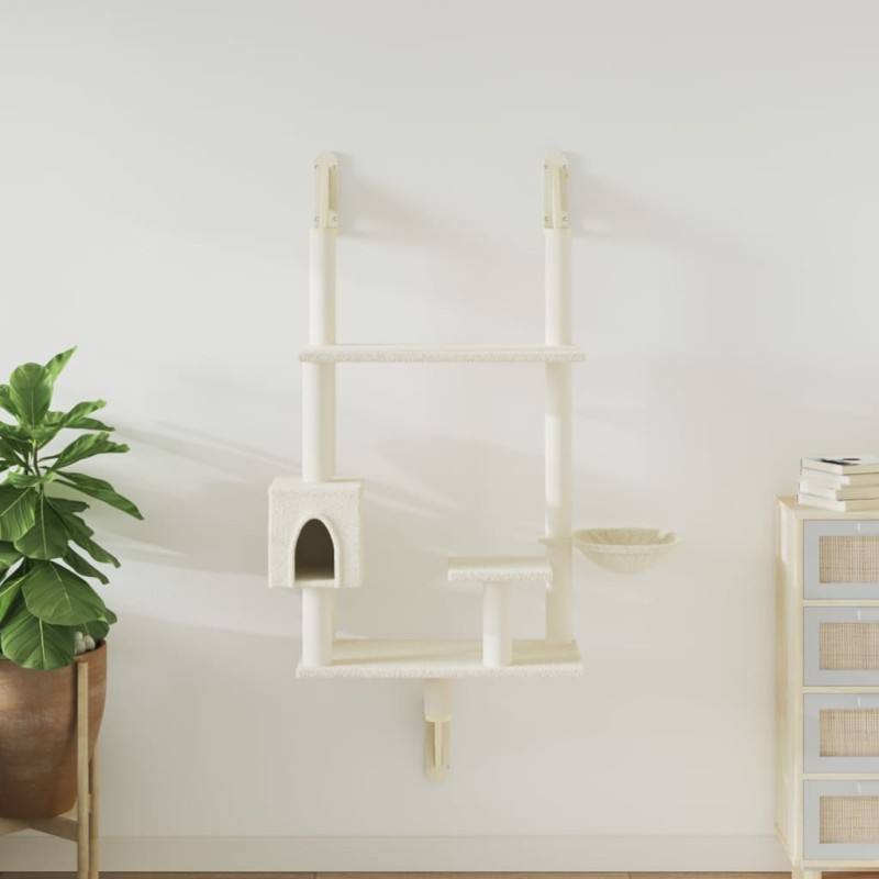 Árvore de parede para gatos c/ poste arranhador 153 cm creme-Móveis para gatos-Home Retail