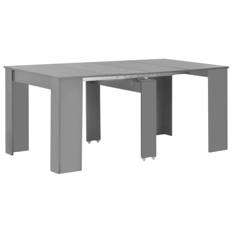 Mesa de jantar extensível 175x90x75 cm cinzento brilhante-Mesas de cozinha e de sala de jantar-Home Retail