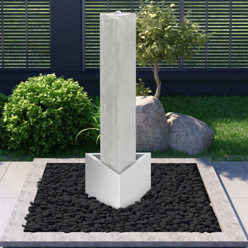 Fonte de jardim 37,7x32,6x110 cm aço inoxidável prateado-Fontes artificiais-Home Retail