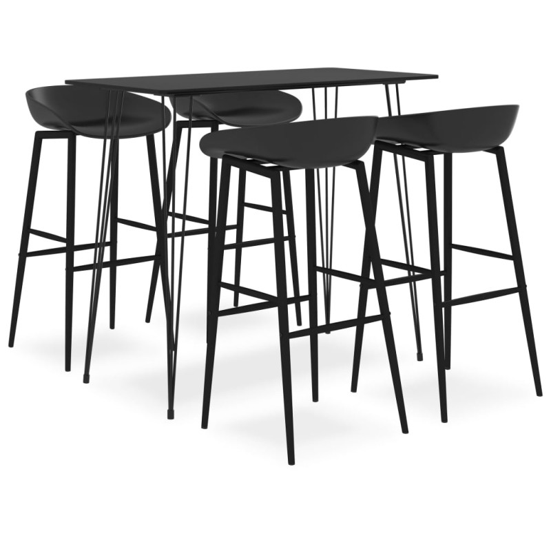 5 pcs conjunto de bar preto-Conjuntos de móveis para cozinha e sala de jantar-Home Retail